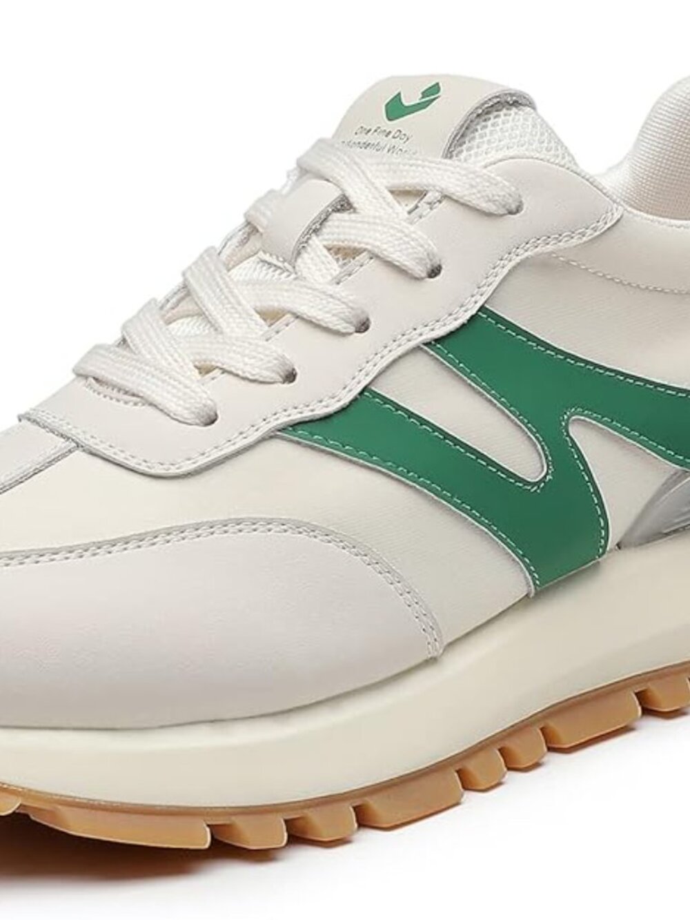 Casual Women's Sneakers: Green and Beige - Picture 5 of 6